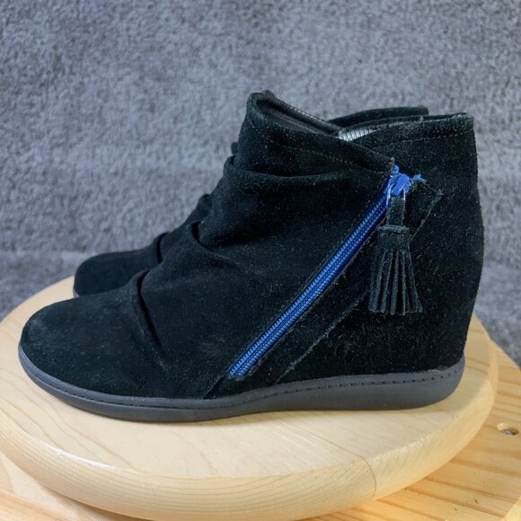 Skechers Skch +3 Hidden Wedge Sneakers Womens 10 Suede Leather Shoe Ankle Boot - Picture 1 of 10